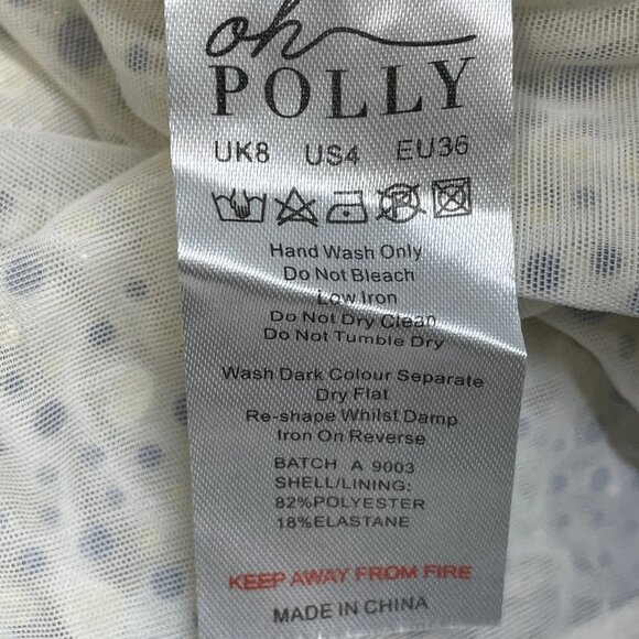 NEW OH POLLY Women's Dress Embellished Bodycon Mini White Size 4 - Picture 5 of 8